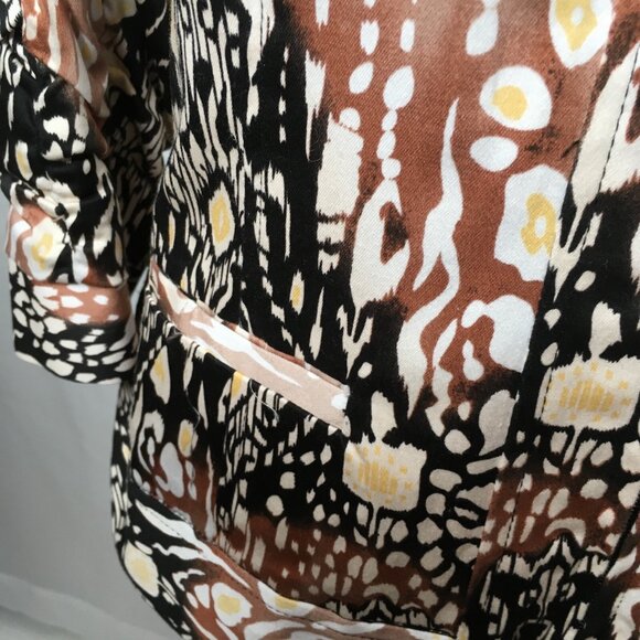 Erin London Jacket Leopard Lightweight Tailored Zip Lined Standup Collar Large - Picture 5 of 12